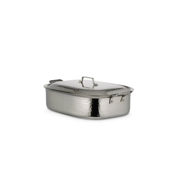 Bon Chef Cucina French Oven W/ Lid, Hammered Finish, 15" X 11" X 4", 2 Sq Hndls, 7 Qt 60004HF - main
